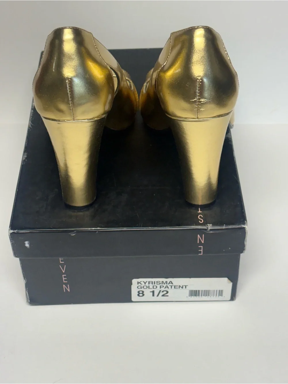 Steven By Steve Madden Gold Patent Open-Toe Heels